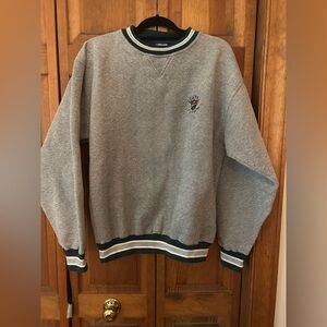 BAC Men's Sz L Preppy Collegiate Academic Grey & Green Cape Cod Sweater